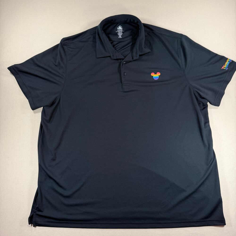 Disneyland Resort Disney Pride Collection Rainbow Mickey Polo Shirt Blk Men XXL